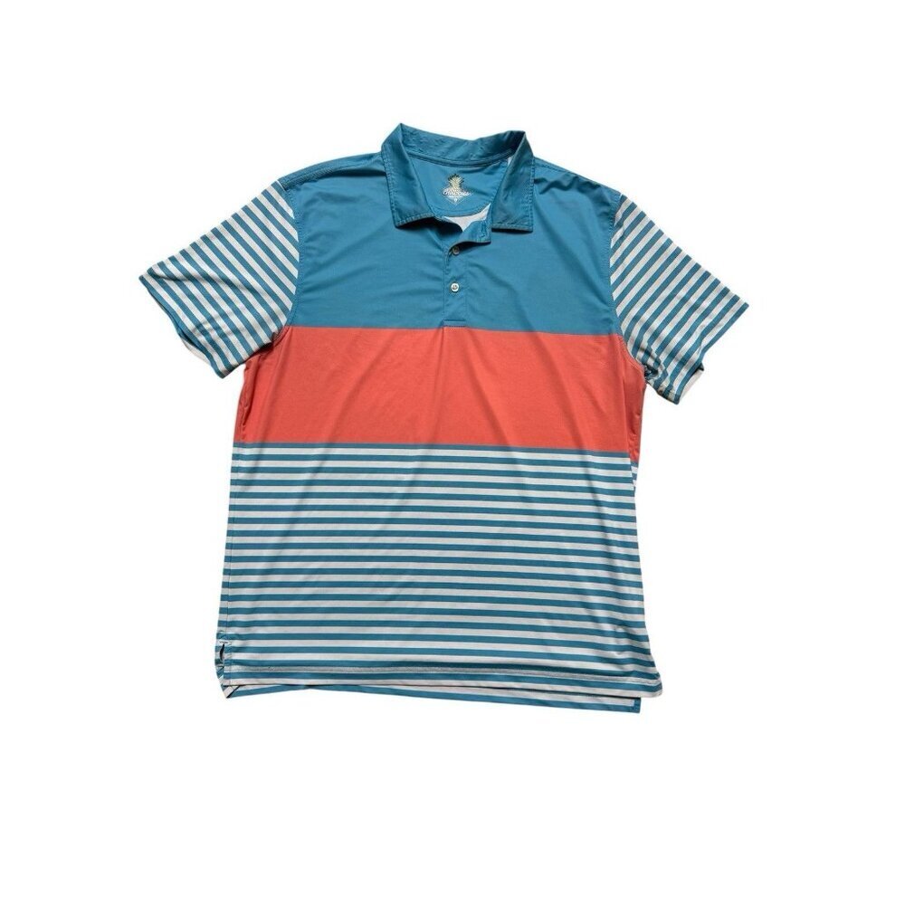 Chubbies Performance Golf Polo Shirt Striped Colorblock Blue Men L